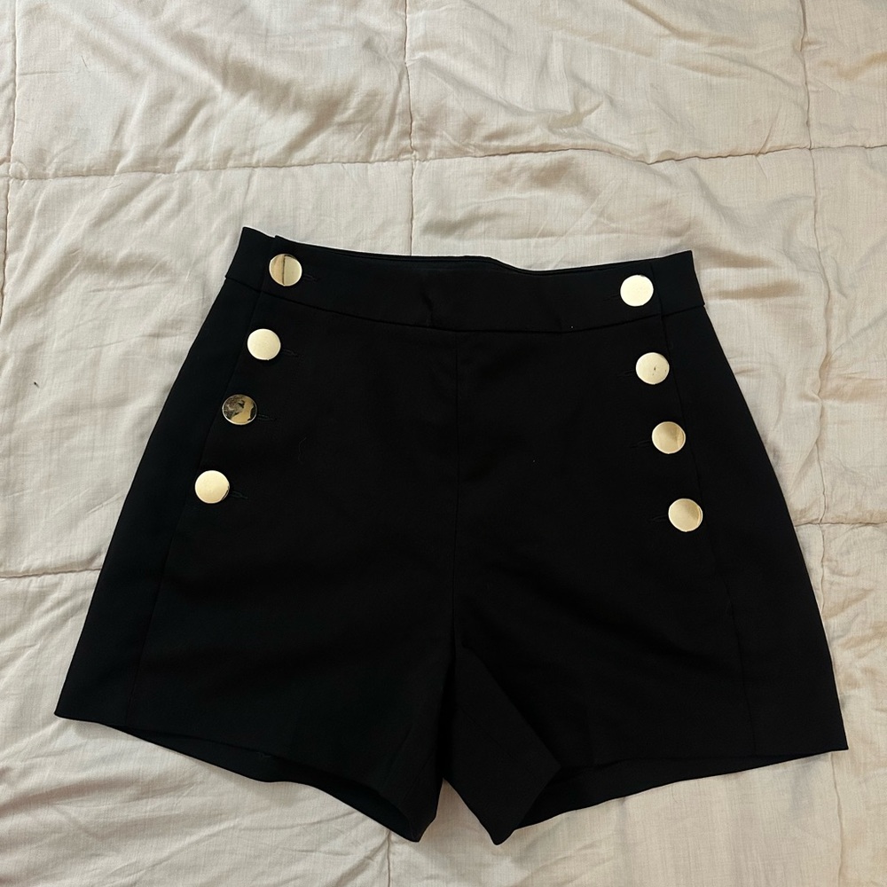 Express Black High-Waist Shorts with Gold Accents